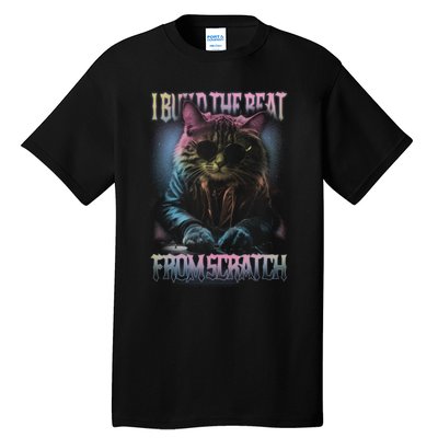 I Build The Beat From Scratch Funny Cosmic Dj Cat Tall T-Shirt