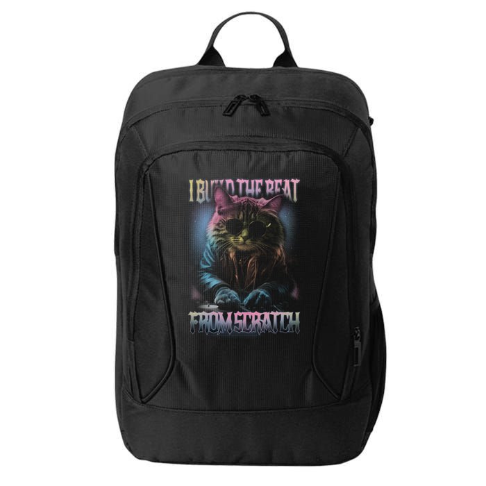I Build The Beat From Scratch Funny Cosmic Dj Cat City Backpack