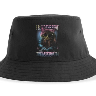 I Build The Beat From Scratch Funny Cosmic Dj Cat Sustainable Bucket Hat