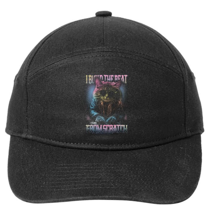 I Build The Beat From Scratch Funny Cosmic Dj Cat 7-Panel Snapback Hat