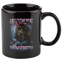 I Build The Beat From Scratch Funny Cosmic Dj Cat 11oz C Handle Ceramic Mug