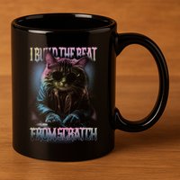 I Build The Beat From Scratch Funny Cosmic Dj Cat 11oz C Handle Ceramic Mug