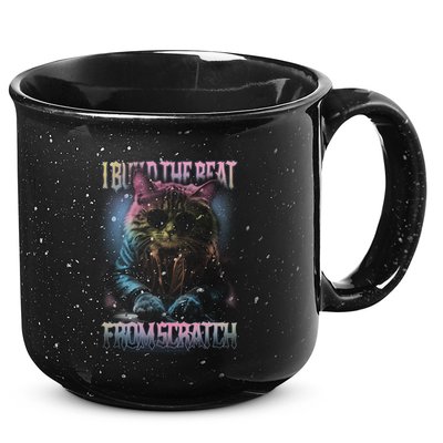 I Build The Beat From Scratch Funny Cosmic Dj Cat 15oz Campfire Ceramic Mug