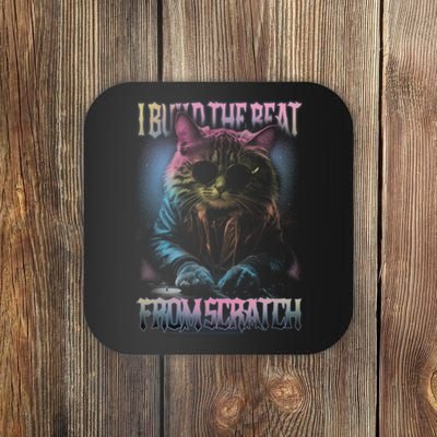 I Build The Beat From Scratch Funny Cosmic Dj Cat Coaster