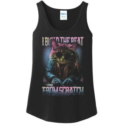 I Build The Beat From Scratch Funny Cosmic Dj Cat Ladies Essential Tank