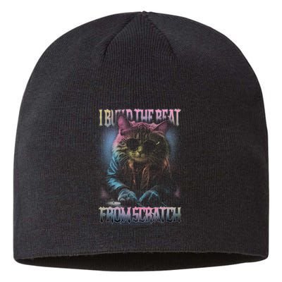 I Build The Beat From Scratch Funny Cosmic Dj Cat Sustainable Beanie
