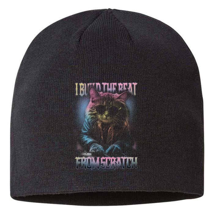 I Build The Beat From Scratch Funny Cosmic Dj Cat Sustainable Beanie