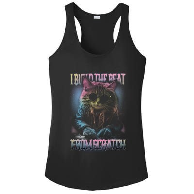 I Build The Beat From Scratch Funny Cosmic Dj Cat Ladies PosiCharge Competitor Racerback Tank