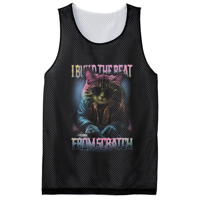 I Build The Beat From Scratch Funny Cosmic Dj Cat Mesh Reversible Basketball Jersey Tank