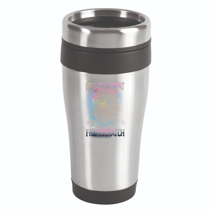 I Build The Beat From Scratch Funny Cosmic Dj Cat 16oz Travel Tumbler