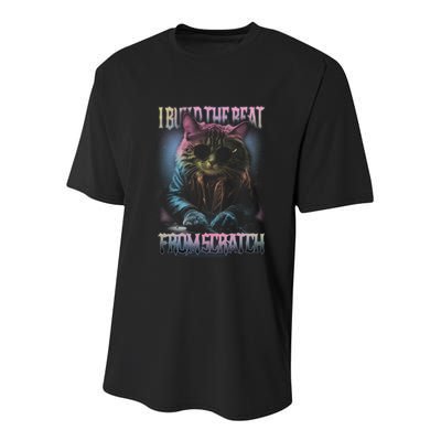I Build The Beat From Scratch Funny Cosmic Dj Cat Youth Performance Sprint T-Shirt