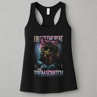 I Build The Beat From Scratch Funny Cosmic Dj Cat Womens Tank Top
