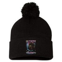 I Build The Beat From Scratch Funny Cosmic Dj Cat Pom Pom 12in Knit Beanie