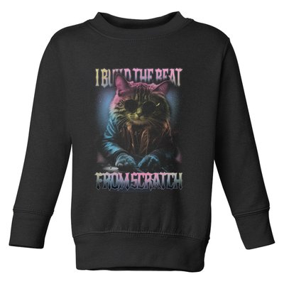 I Build The Beat From Scratch Funny Cosmic Dj Cat Toddler Sweatshirt