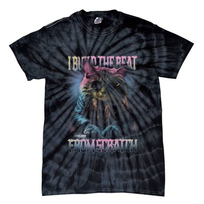 I Build The Beat From Scratch Funny Cosmic Dj Cat Tie-Dye T-Shirt