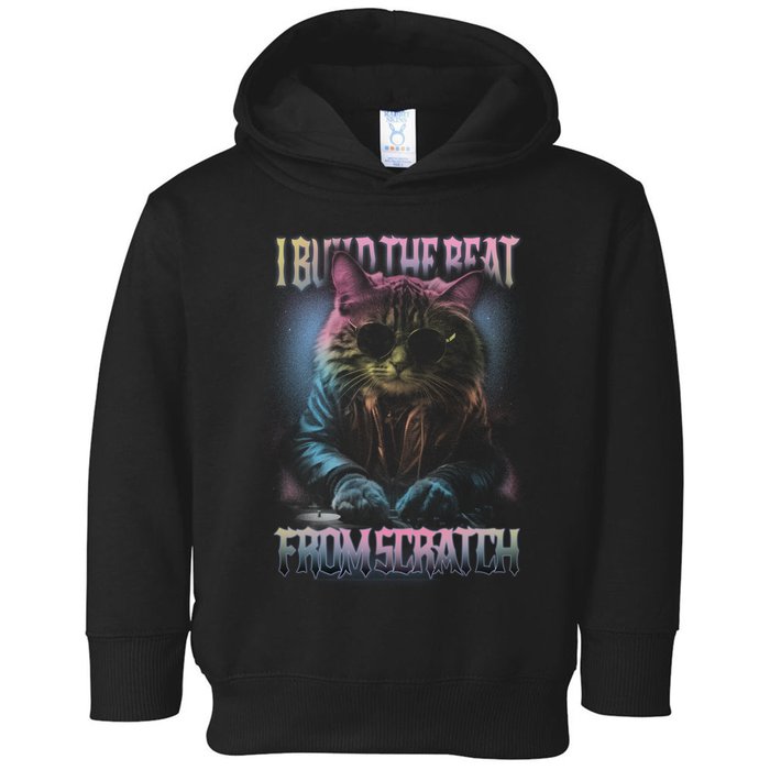 I Build The Beat From Scratch Funny Cosmic Dj Cat Toddler Hoodie