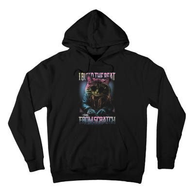 I Build The Beat From Scratch Funny Cosmic Dj Cat Tall Hoodie