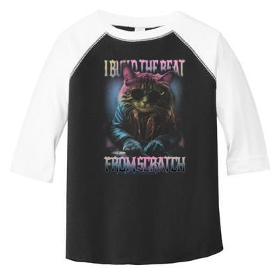 I Build The Beat From Scratch Funny Cosmic Dj Cat Toddler Fine Jersey T-Shirt