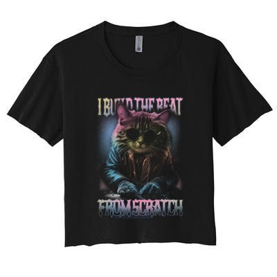 I Build The Beat From Scratch Funny Cosmic Dj Cat Crop Top