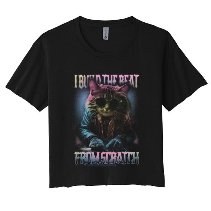 I Build The Beat From Scratch Funny Cosmic Dj Cat Crop Top