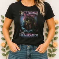 I Build The Beat From Scratch Funny Cosmic Dj Cat Womens T-Shirt