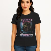 I Build The Beat From Scratch Funny Cosmic Dj Cat Womens T-Shirt