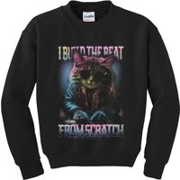 I Build The Beat From Scratch Funny Cosmic Dj Cat Kids Sweatshirt