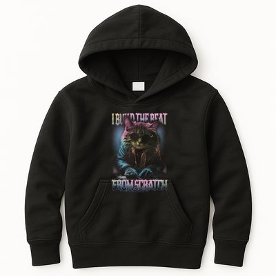 I Build The Beat From Scratch Funny Cosmic Dj Cat Kids Hoodie
