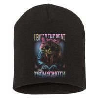 I Build The Beat From Scratch Funny Cosmic Dj Cat Short Acrylic Beanie