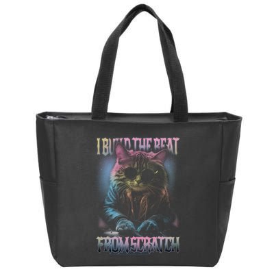 I Build The Beat From Scratch Funny Cosmic Dj Cat Zip Tote Bag