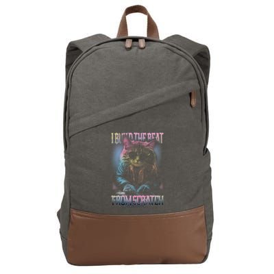 I Build The Beat From Scratch Funny Cosmic Dj Cat Cotton Canvas Backpack
