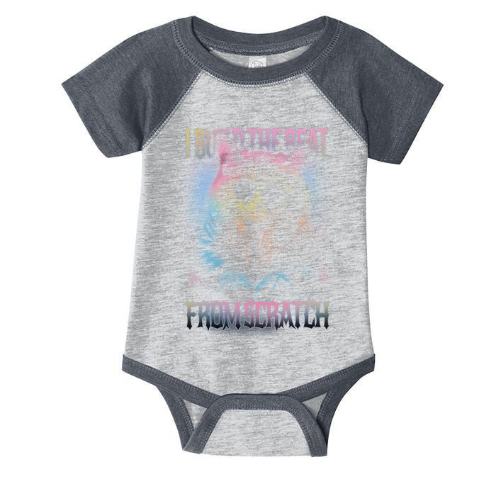 I Build The Beat From Scratch Funny Cosmic Dj Cat Infant Baby Jersey Bodysuit