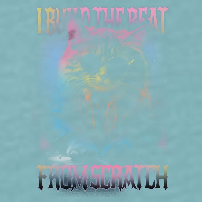 I Build The Beat From Scratch Funny Cosmic Dj Cat Sueded Cloud Jersey T-Shirt