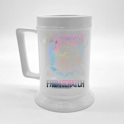 I Build The Beat From Scratch Funny Cosmic Dj Cat Beer Stein