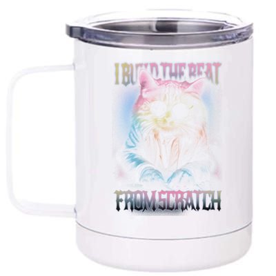 I Build The Beat From Scratch Funny Cosmic Dj Cat 12 oz Stainless Steel Tumbler Cup