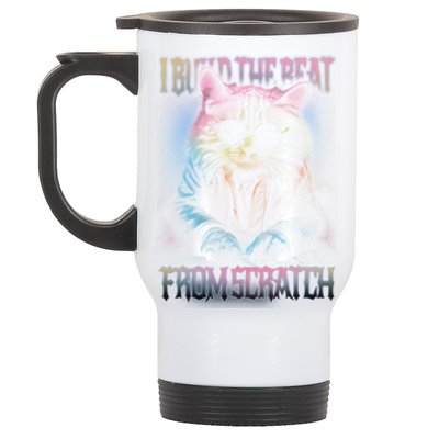 I Build The Beat From Scratch Funny Cosmic Dj Cat Stainless Steel Travel Mug