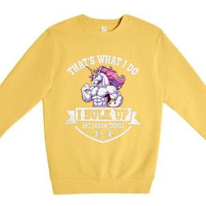 I Bulk Up Funny Unicorn Workout Training Premium Crewneck Sweatshirt