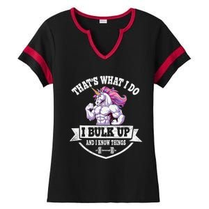 I Bulk Up Funny Unicorn Workout Training Ladies Halftime Notch Neck Tee