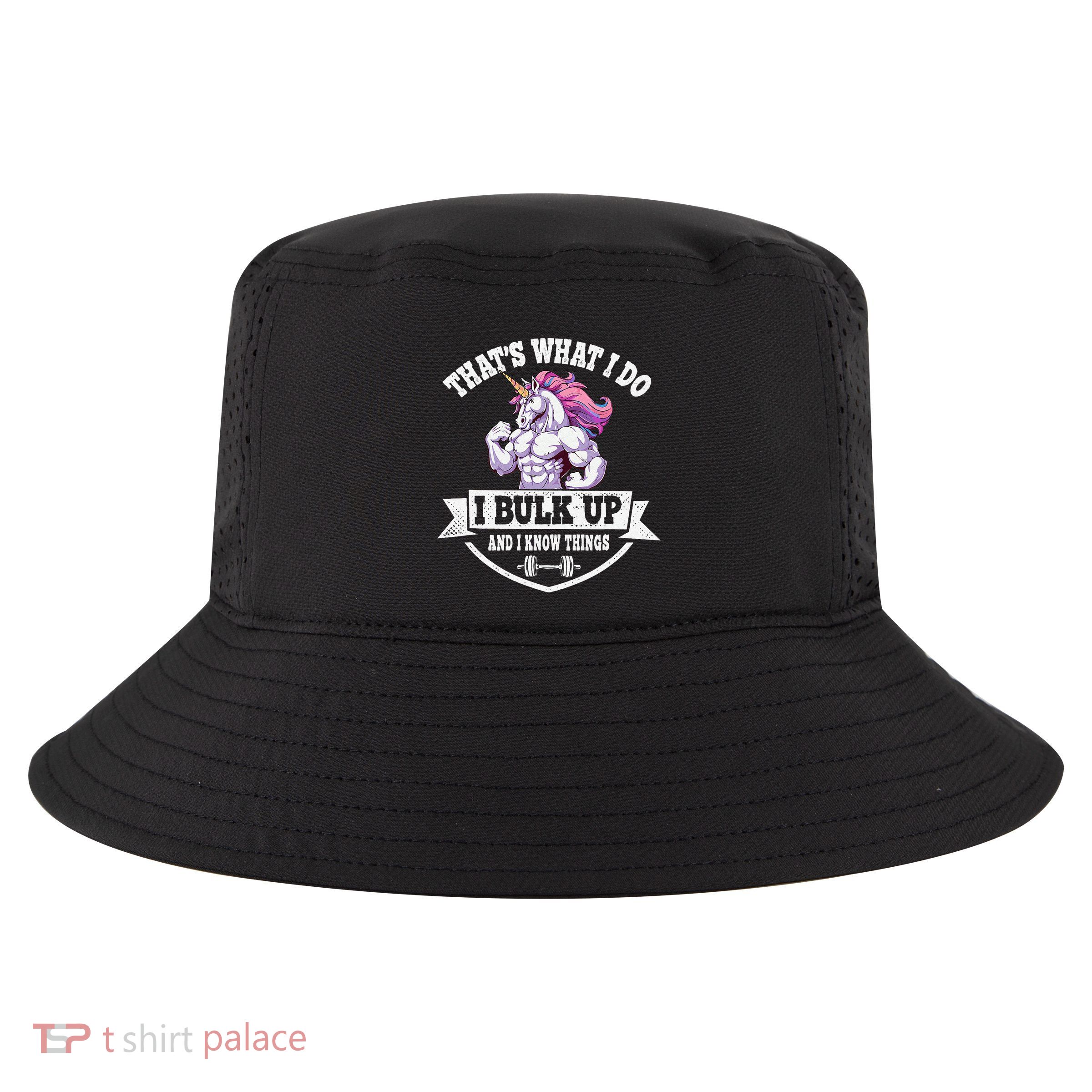 I Bulk Up Funny Unicorn Workout Training Cool Comfort Performance Bucket Hat