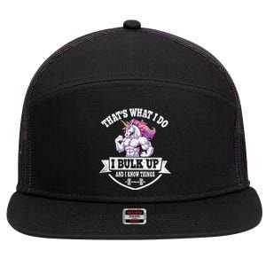 I Bulk Up Funny Unicorn Workout Training 7 Panel Mesh Trucker Snapback Hat