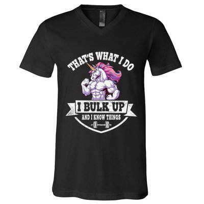 I Bulk Up Funny Unicorn Workout Training V-Neck T-Shirt