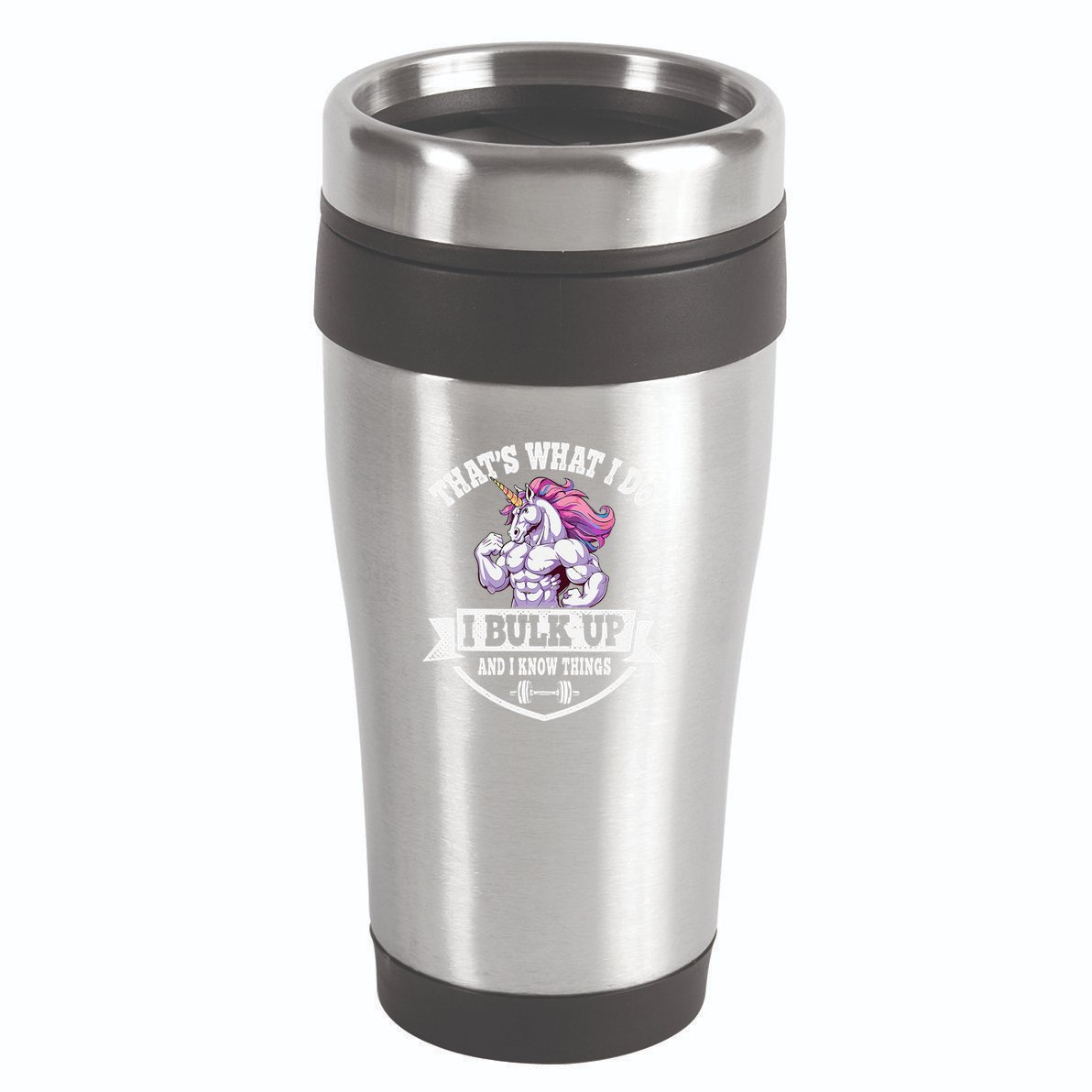 I Bulk Up Funny Unicorn Workout Training 16oz Travel Tumbler
