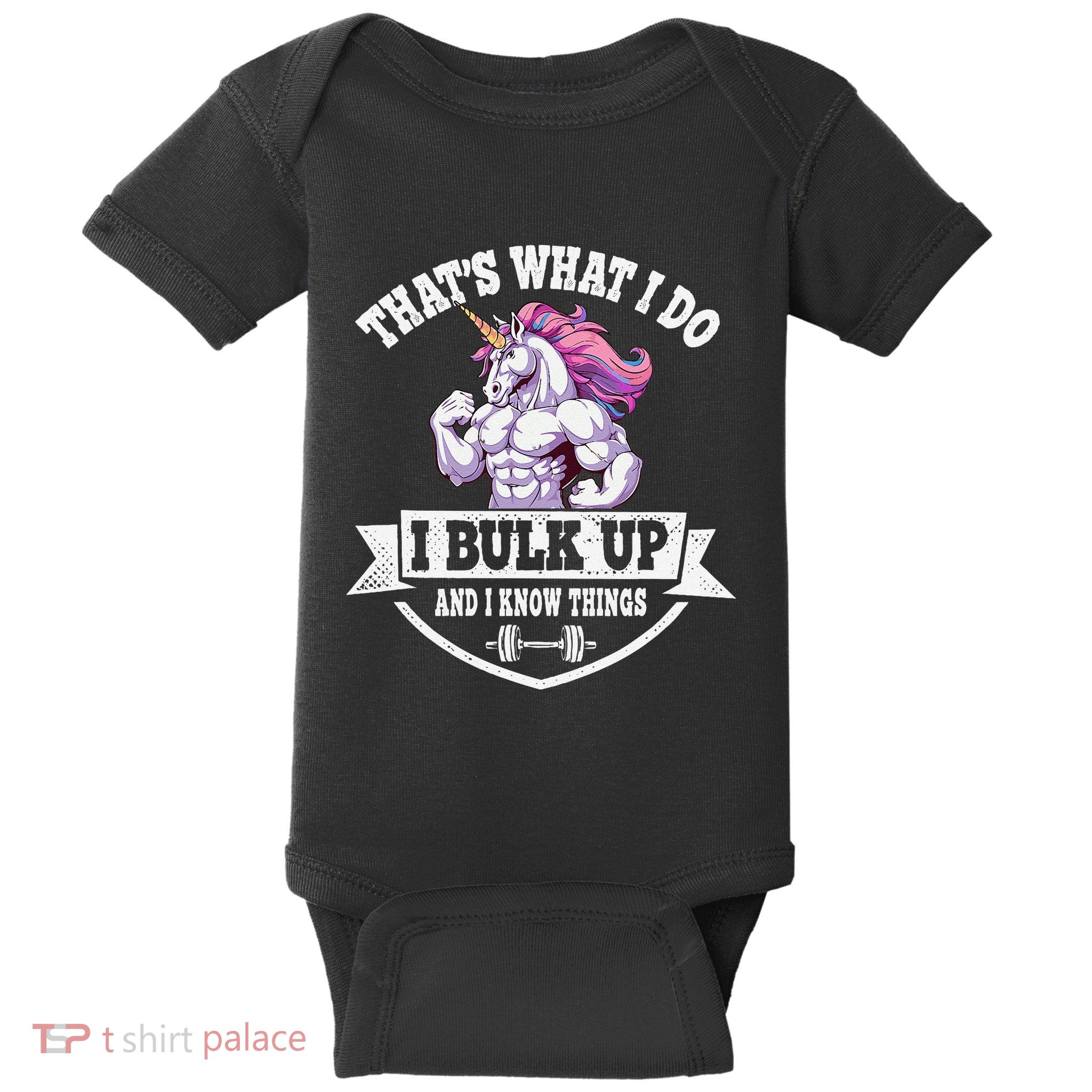 I Bulk Up Funny Unicorn Workout Training Baby Bodysuit