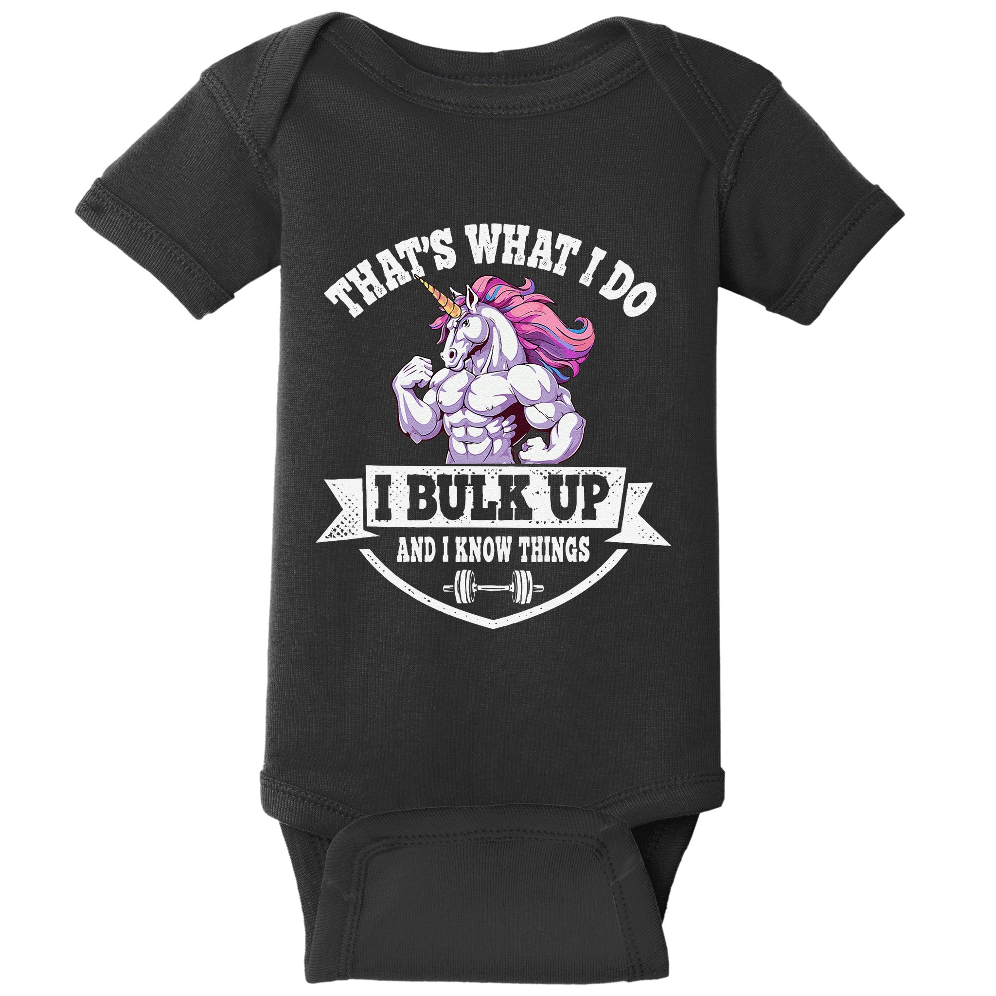 I Bulk Up Funny Unicorn Workout Training Baby Bodysuit