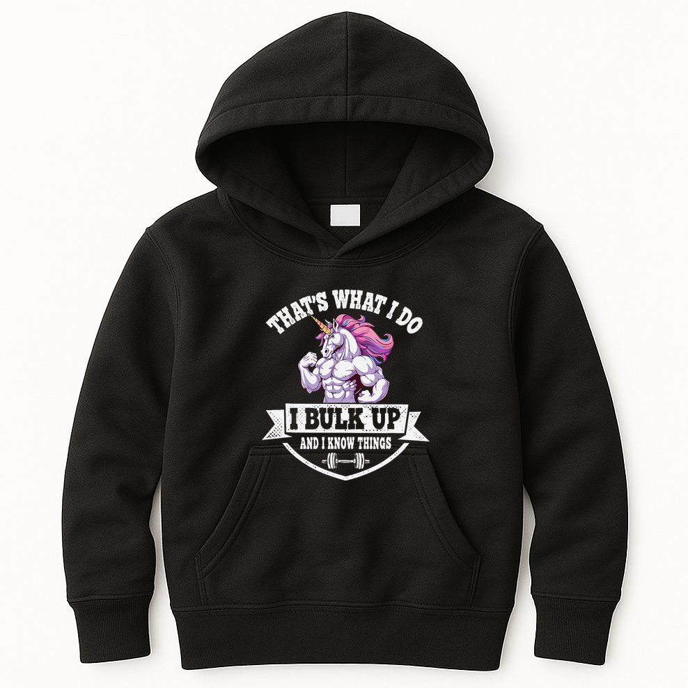 I Bulk Up Funny Unicorn Workout Training Kids Hoodie