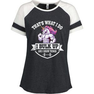 I Bulk Up Funny Unicorn Workout Training Enza Ladies Jersey Colorblock Tee