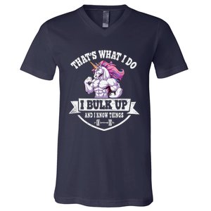 I Bulk Up Funny Unicorn Workout Training V-Neck T-Shirt