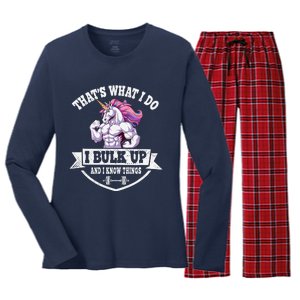 I Bulk Up Funny Unicorn Workout Training Women's Long Sleeve Flannel Pajama Set 