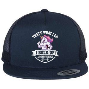 I Bulk Up Funny Unicorn Workout Training Flat Bill Trucker Hat