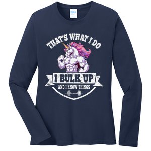 I Bulk Up Funny Unicorn Workout Training Ladies Long Sleeve Shirt